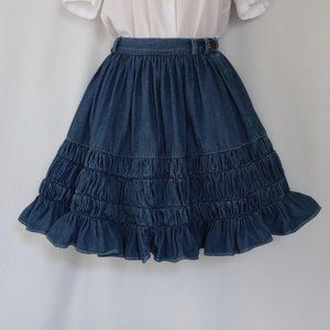 DKNY Jeans vintage 1990s denim full skirt circle pockets blue cotton